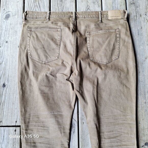 Mens American Eagle Slim Straight Fit Jeans 5G Tan Cotton Blend Classic Denim Si - Picture 4 of 14